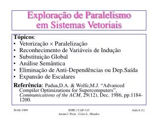 explora o de paralelismo em sistemas vetoriais