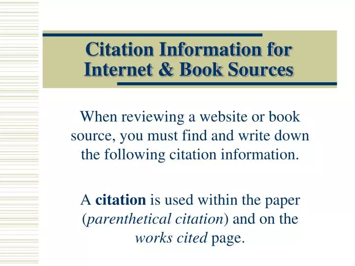 citation information for internet book sources