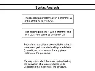 Syntax Analysis