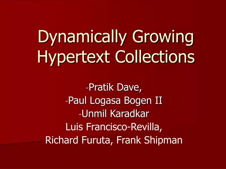 dynamically growing hypertext collections