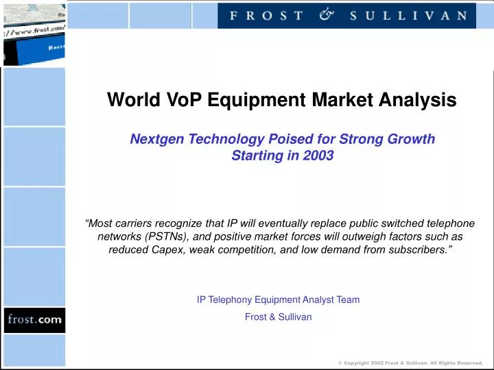 world vop equipment market analysis nextgen technology poised for strong growth starting in 2003