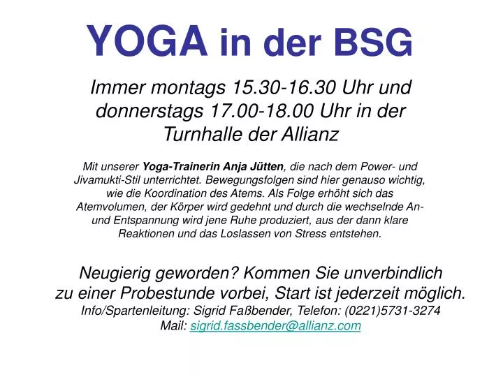 yoga in der bsg