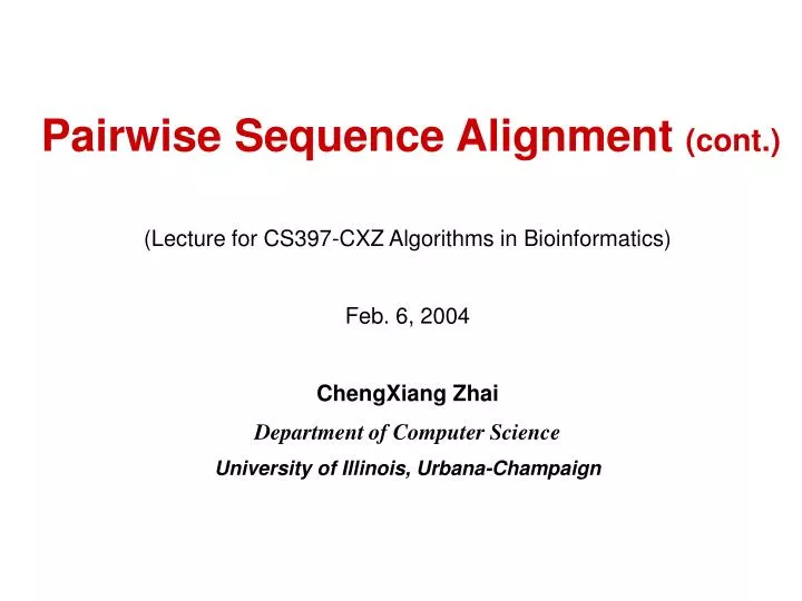 pairwise sequence alignment cont