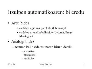 Itzulpen automatikoaren: bi eredu