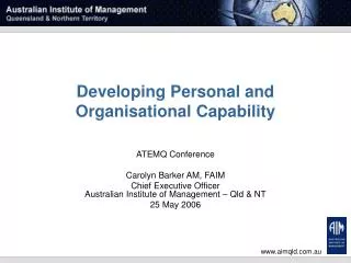 Developing Personal and Organisational Capability