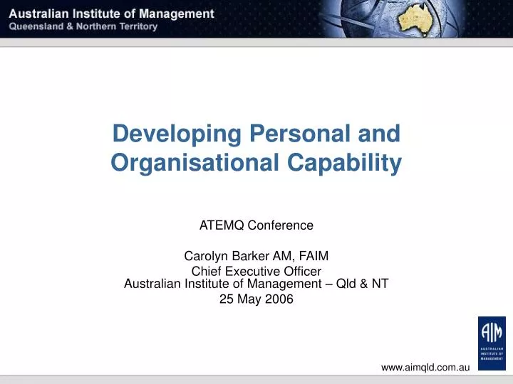developing personal and organisational capability