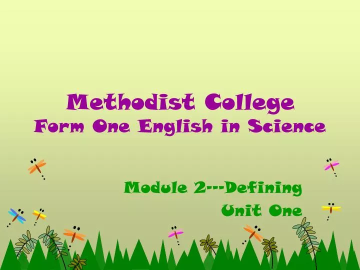 methodist college form one english in science