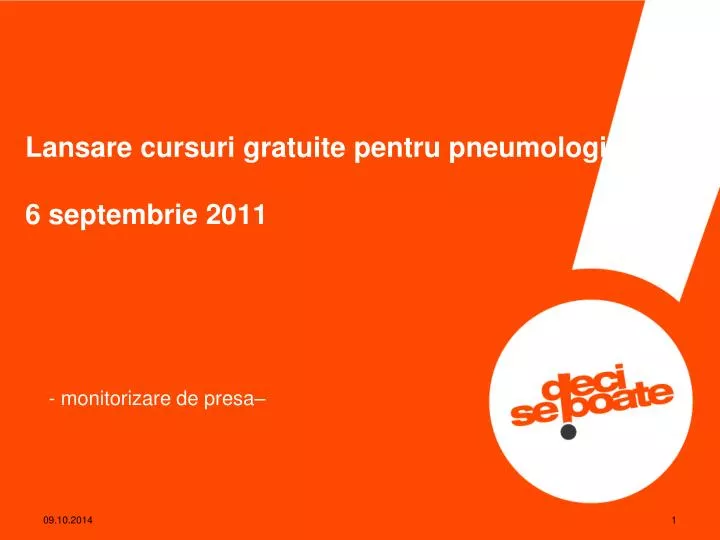 lansare cursuri gratuite pentru pneumologi 6 septembrie 2011