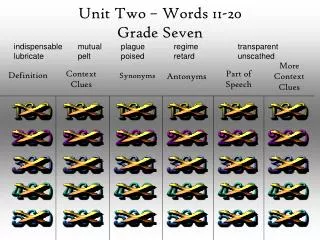 unit two words 11 20 grade seven