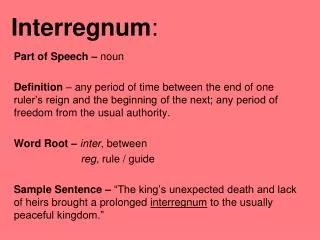Interregnum :