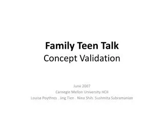 Family Teen Talk Concept Validation