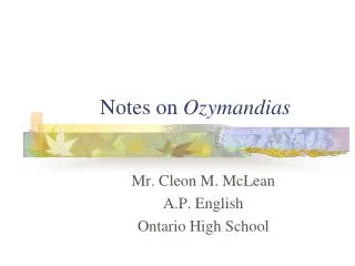 Notes on Ozymandias