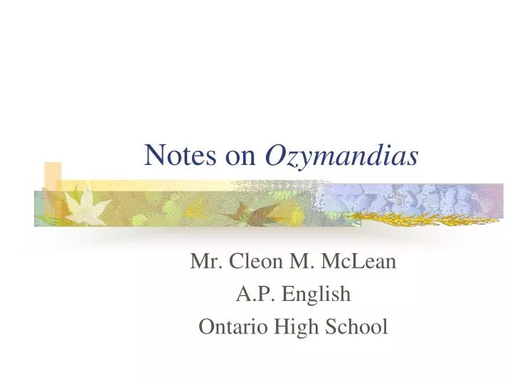 notes on ozymandias