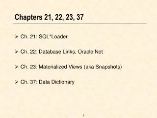 Chapters 21, 22, 23, 37