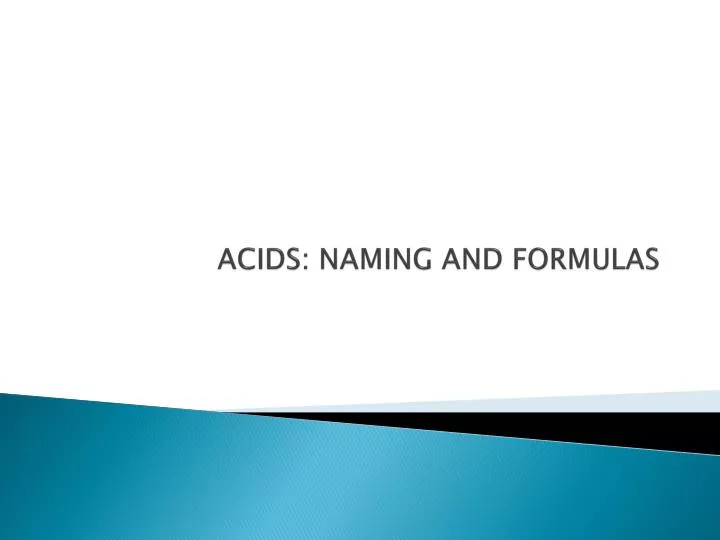 acids naming and formulas