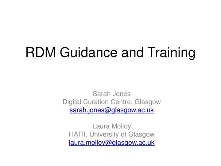 rdm guidance and training