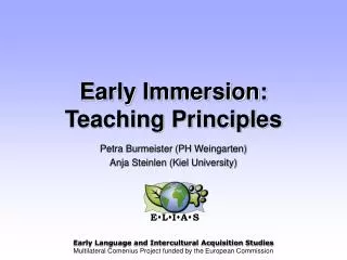Early Immersion: Teaching Principles