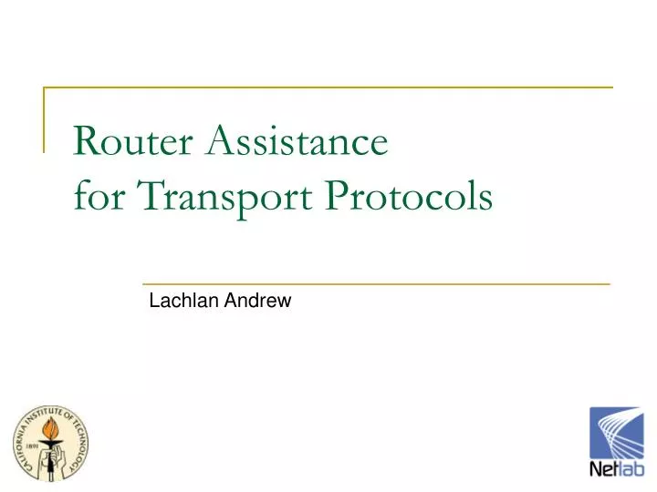 router assistance for transport protocols