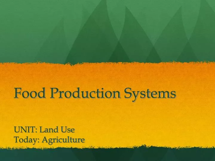 food production systems