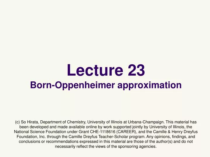 lecture 23 born oppenheimer approximation
