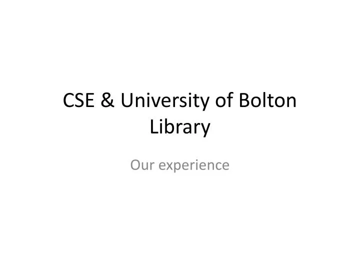 cse university of bolton library