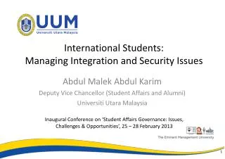 International Students: Managing Integration and Security Issues
