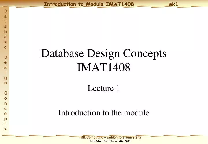 database design concepts imat1408