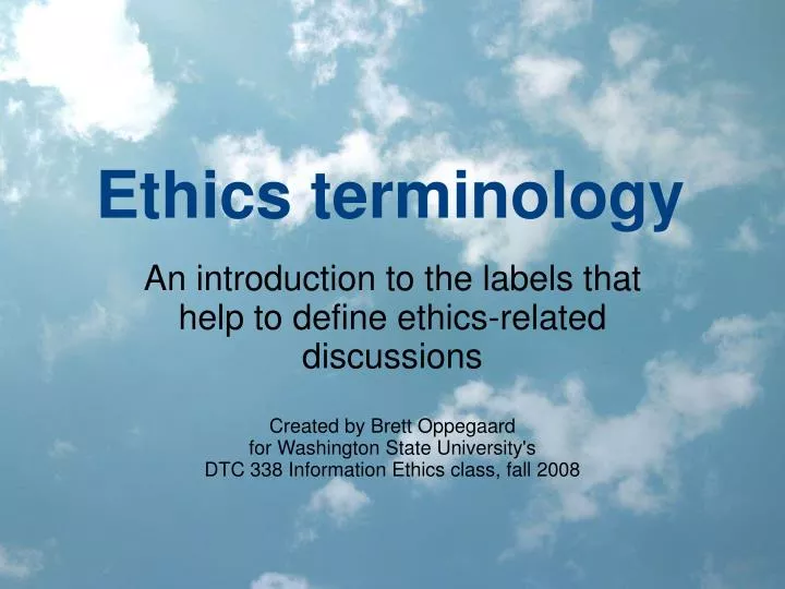 ethics terminology