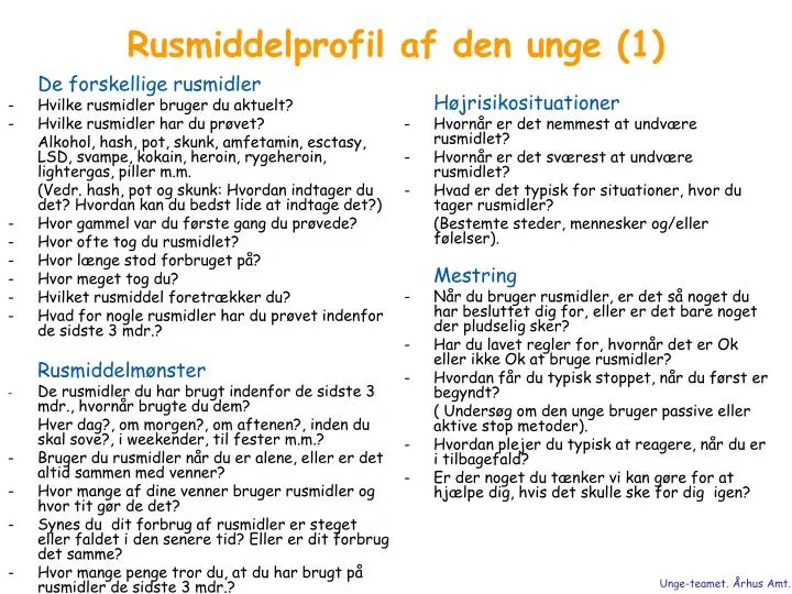 rusmiddelprofil af den unge 1