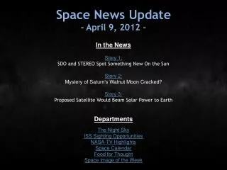 Space News Update - April 9, 2012 -