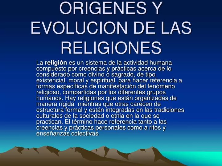 origenes y evolucion de las religiones
