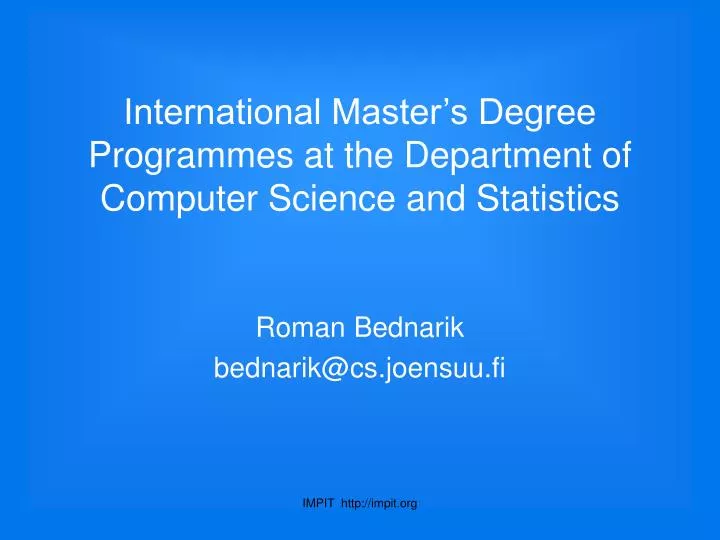 international master s degree programmes at the department of computer science and statistics