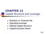 CHAPTER 13 Capital Structure and Leverage - slide 1
