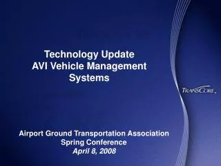 Technology Update AVI Vehicle Management Systems