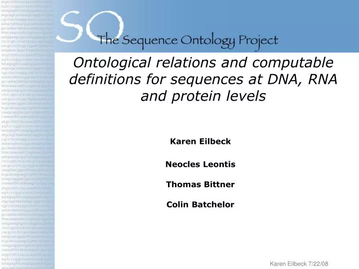 ontological relations and computable definitions for sequences at dna rna and protein levels