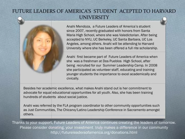 future leaders of america s student acepted to harvard university