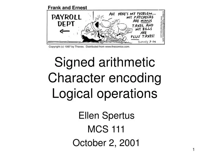 signed arithmetic character encoding logical operations