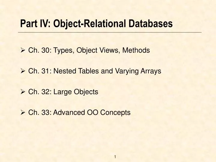 part iv object relational databases