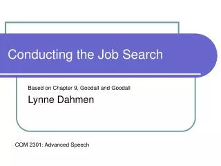 Conducting the Job Search