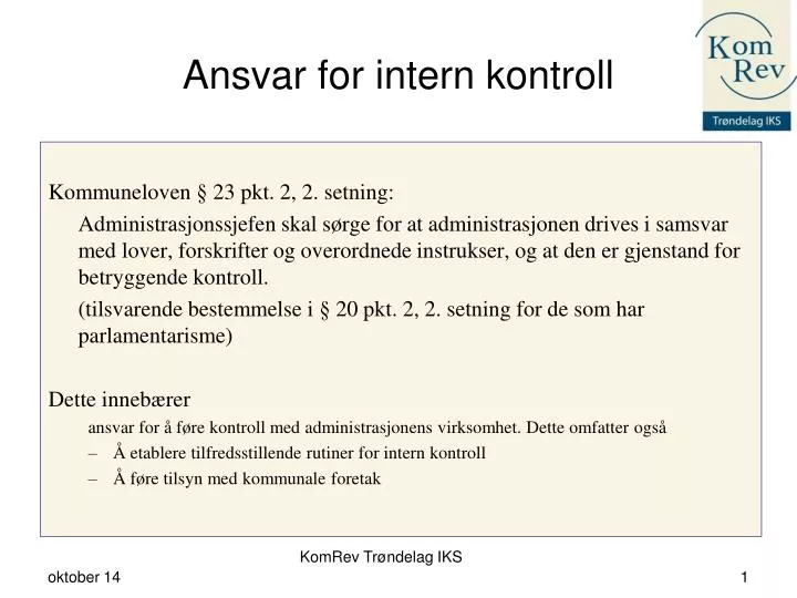 ansvar for intern kontroll