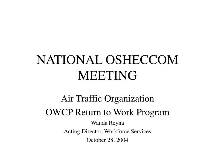 national osheccom meeting