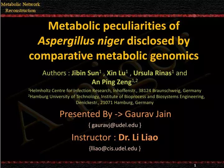 metabolic peculiarities of aspergillus niger disclosed by comparative metabolic genomics