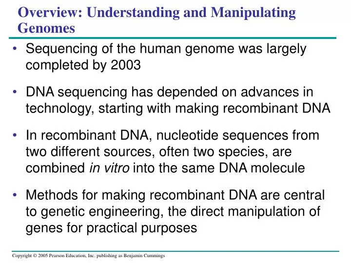 overview understanding and manipulating genomes