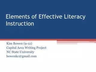 Elements of Effective Literacy Instruction