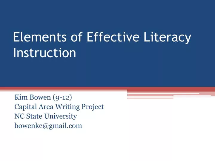 elements of effective literacy instruction
