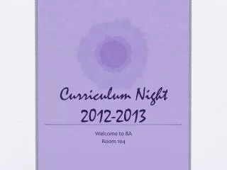 Curriculum Night 2012-2013