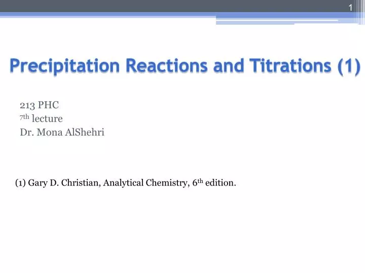 precipitation reactions and titrations 1