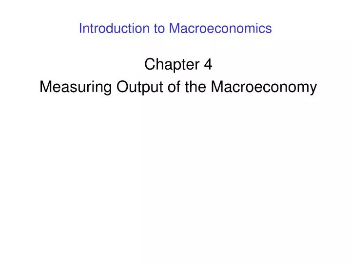 introduction to macroeconomics