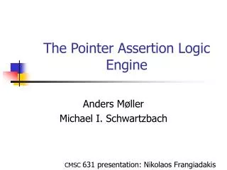 The Pointer Assertion Logic Engine