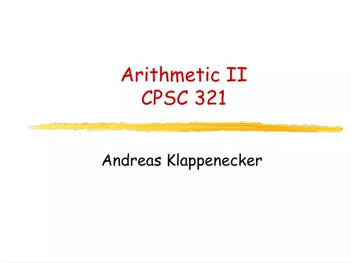 arithmetic ii cpsc 321